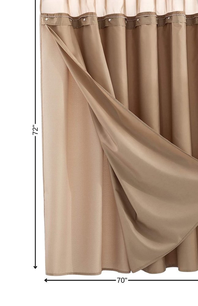 Mocha Sheer and Grid Shower Curtain and Liner Set HomeRoots