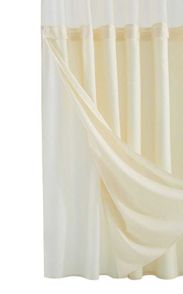 Ivory Sheer and Grid Shower Curtain and Liner Set HomeRoots