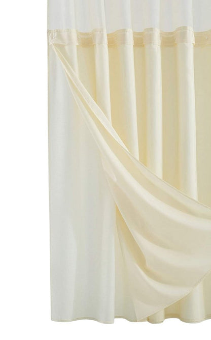 Ivory Sheer and Grid Shower Curtain and Liner Set HomeRoots