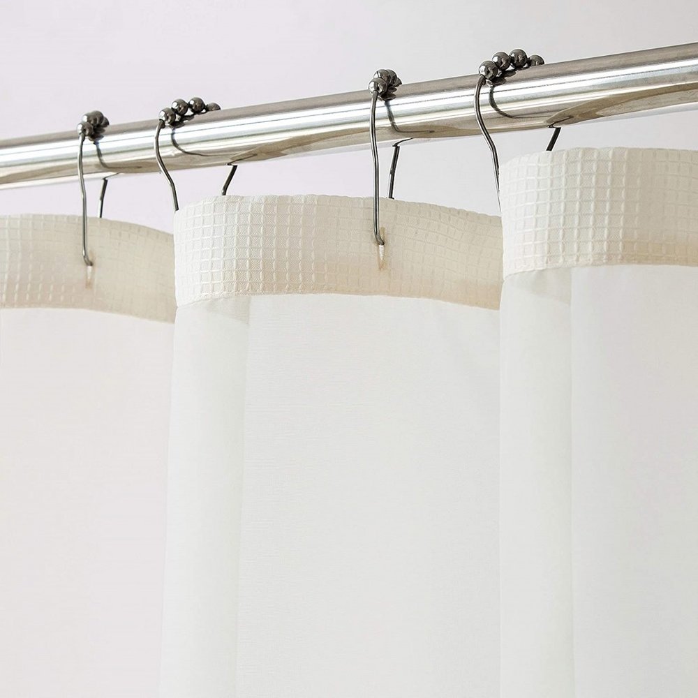 Ivory Sheer and Grid Shower Curtain and Liner Set HomeRoots