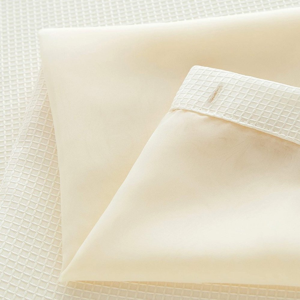 Ivory Sheer and Grid Shower Curtain and Liner Set HomeRoots