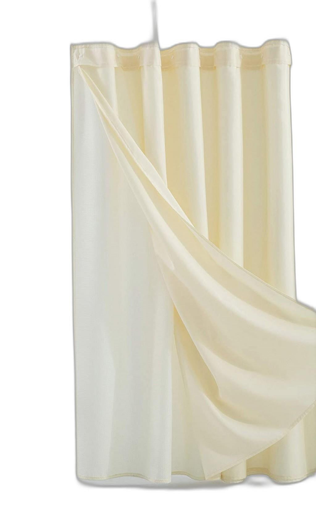 Ivory Sheer and Grid Shower Curtain and Liner Set