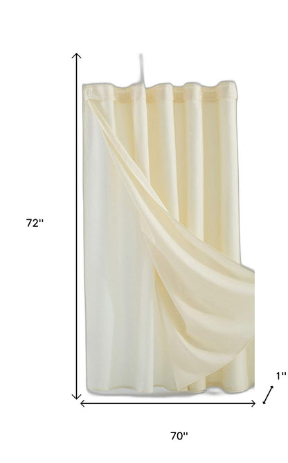 Ivory Sheer and Grid Shower Curtain and Liner Set