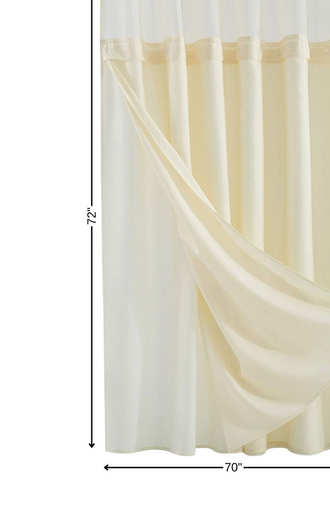Ivory Sheer and Grid Shower Curtain and Liner Set HomeRoots