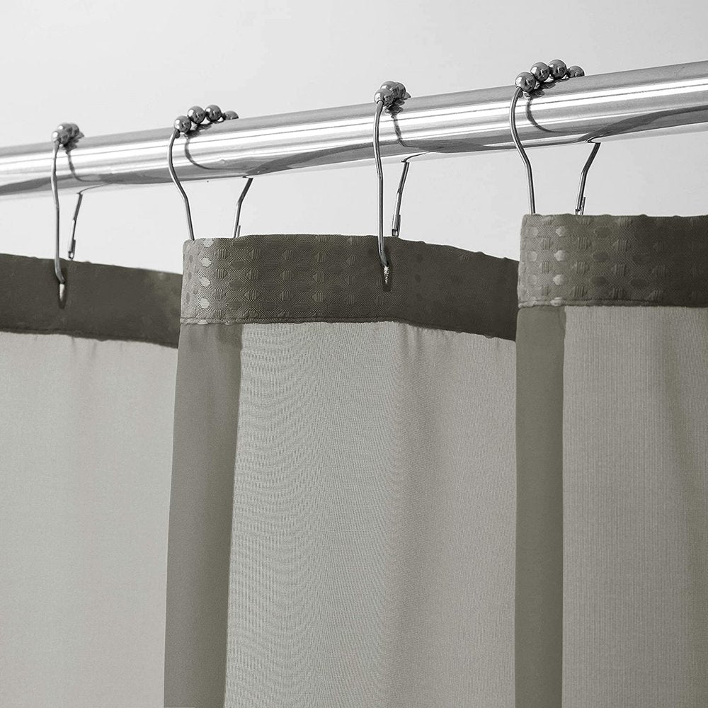 Gray Sheer and Grid Shower Curtain and Liner Set HomeRoots