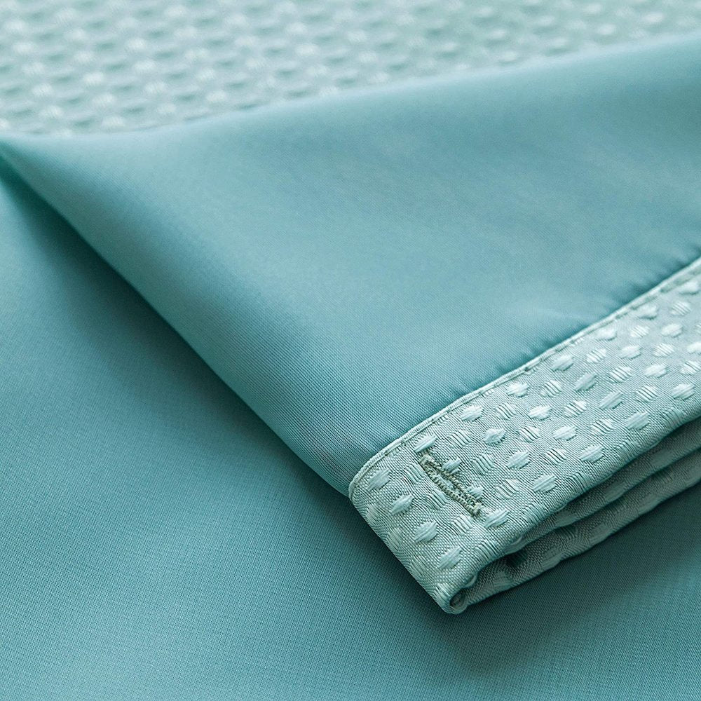 Teal Sheer and Grid Shower Curtain and Liner Set HomeRoots