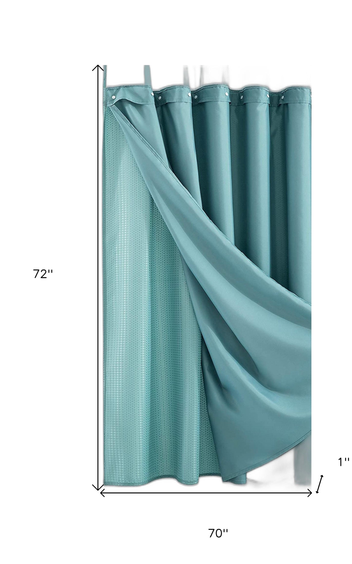 Teal Sheer and Grid Shower Curtain and Liner Set