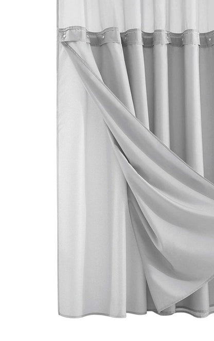 Silver Modern Grid Shower Curtain and Liner Set HomeRoots