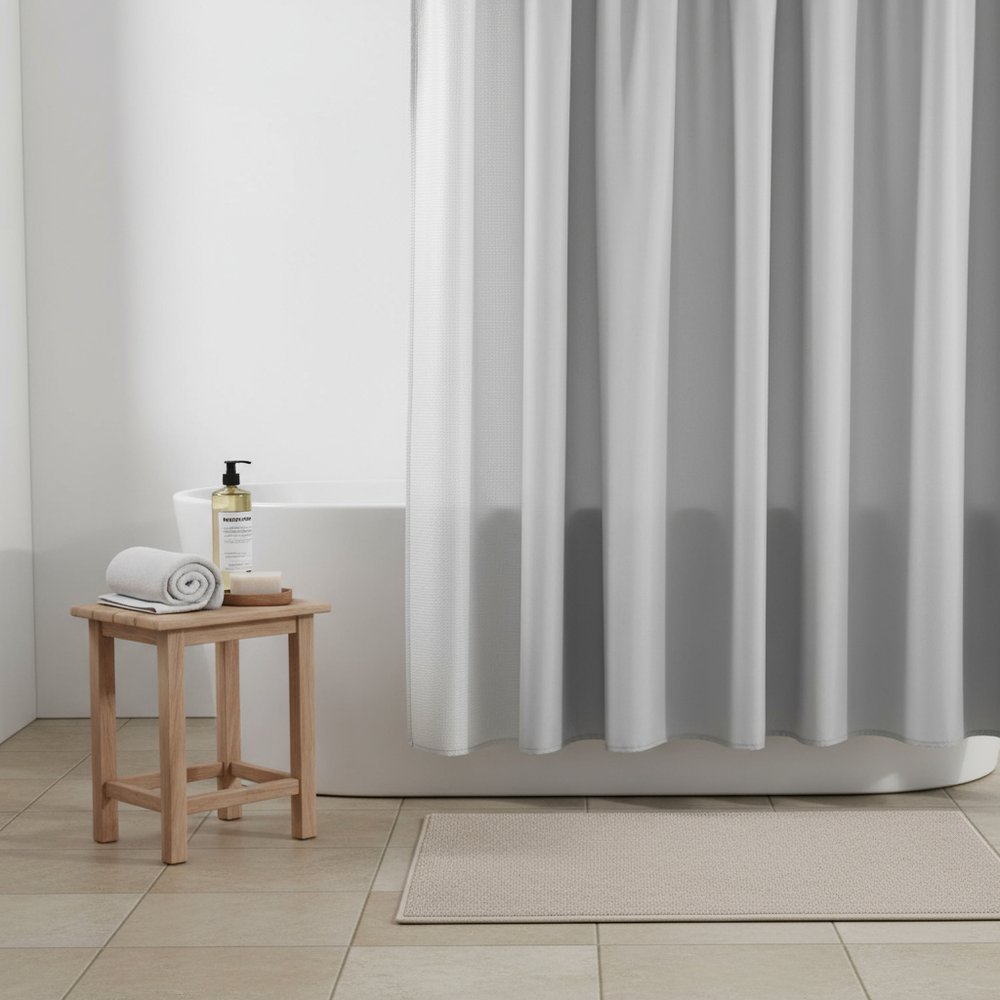 Silver Modern Grid Shower Curtain and Liner Set HomeRoots