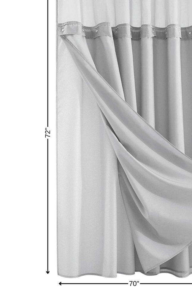 Silver Modern Grid Shower Curtain and Liner Set HomeRoots