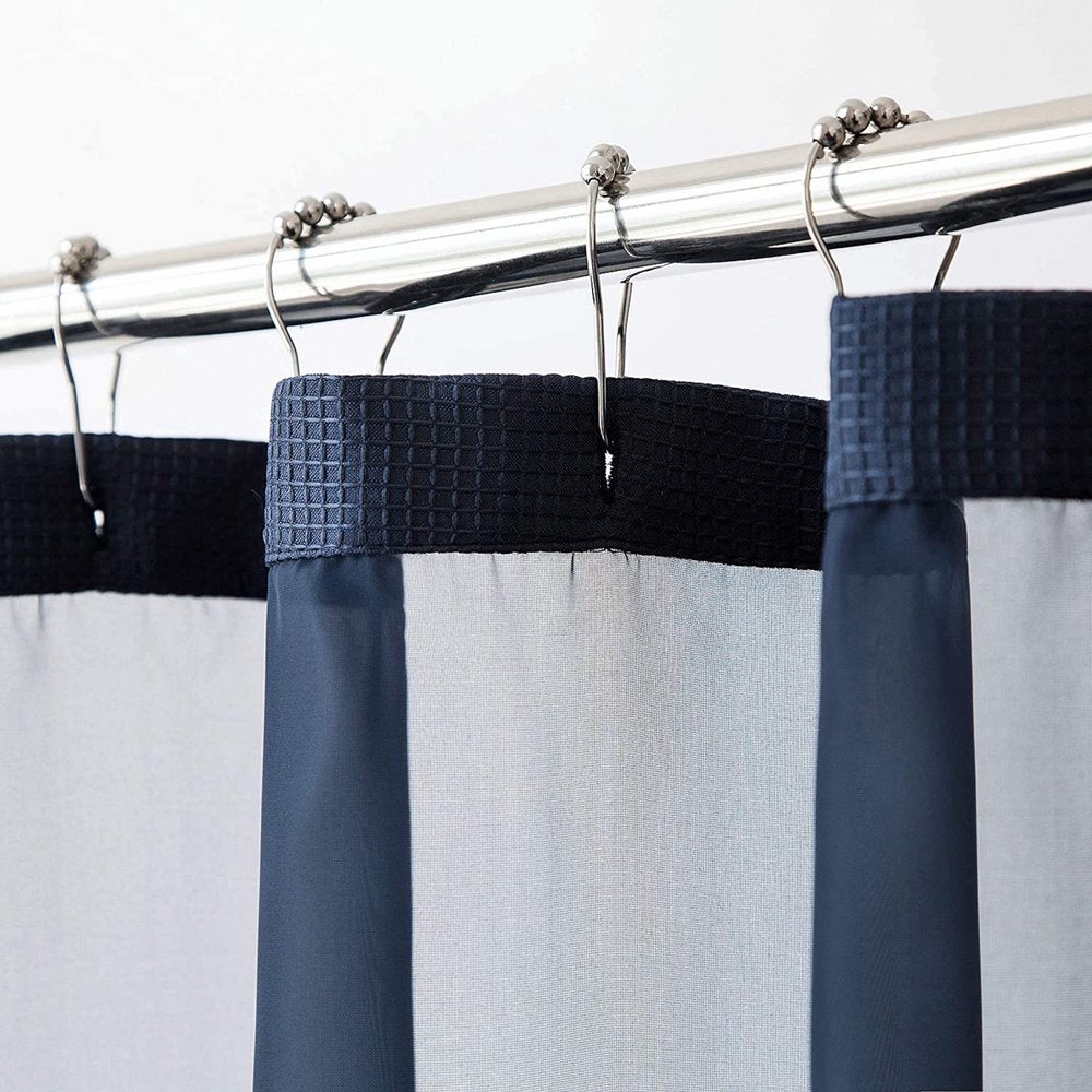 Navy Modern Grid Shower Curtain and Liner Set HomeRoots