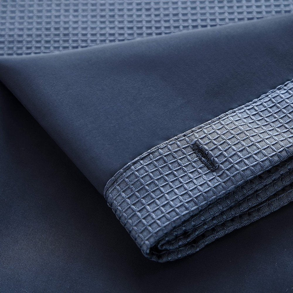 Navy Modern Grid Shower Curtain and Liner Set HomeRoots