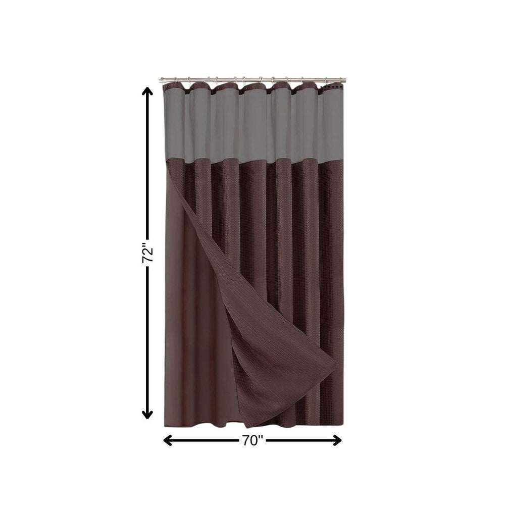 Brown Modern Grid Shower Curtain and Liner Set HomeRoots