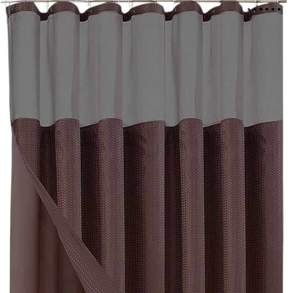 Brown Modern Grid Shower Curtain and Liner Set HomeRoots