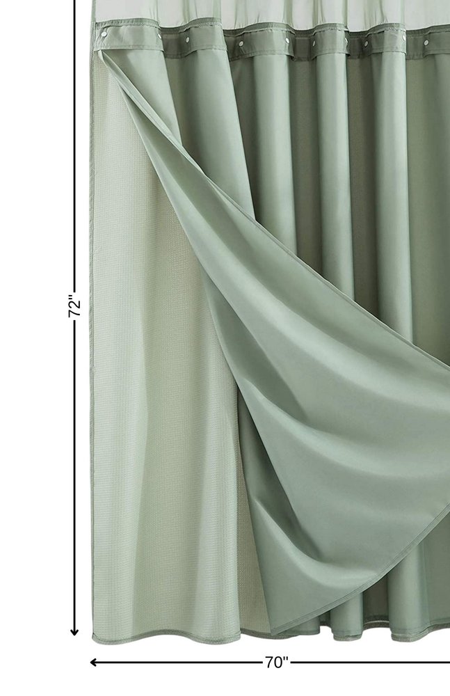 Sage Green Modern Grid Shower Curtain and Liner Set HomeRoots