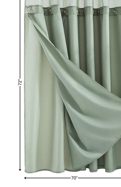 Sage Green Modern Grid Shower Curtain and Liner Set HomeRoots
