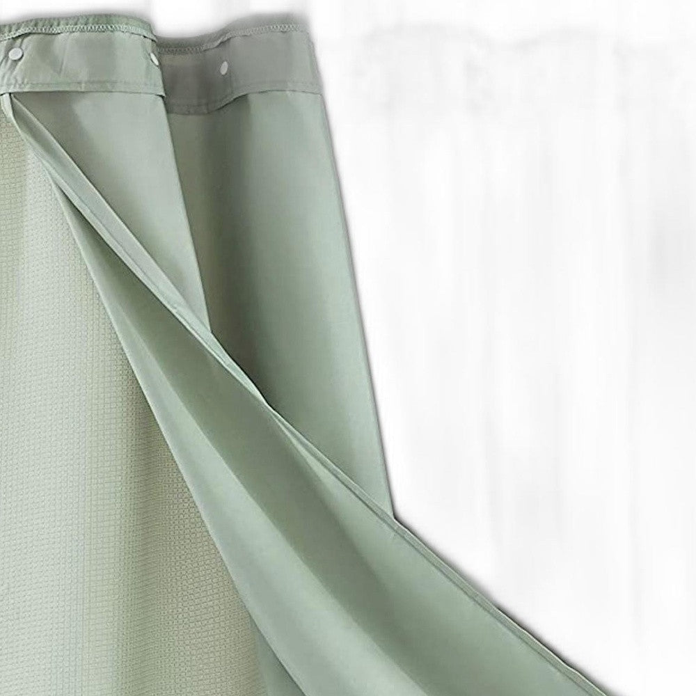 Sage Green Modern Grid Shower Curtain and Liner Set HomeRoots