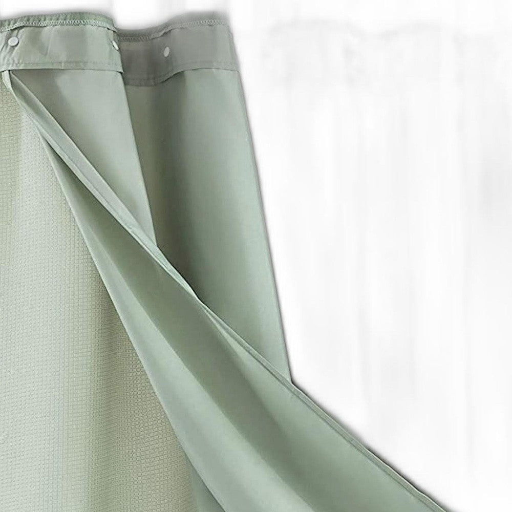 Sage Green Modern Grid Shower Curtain and Liner Set