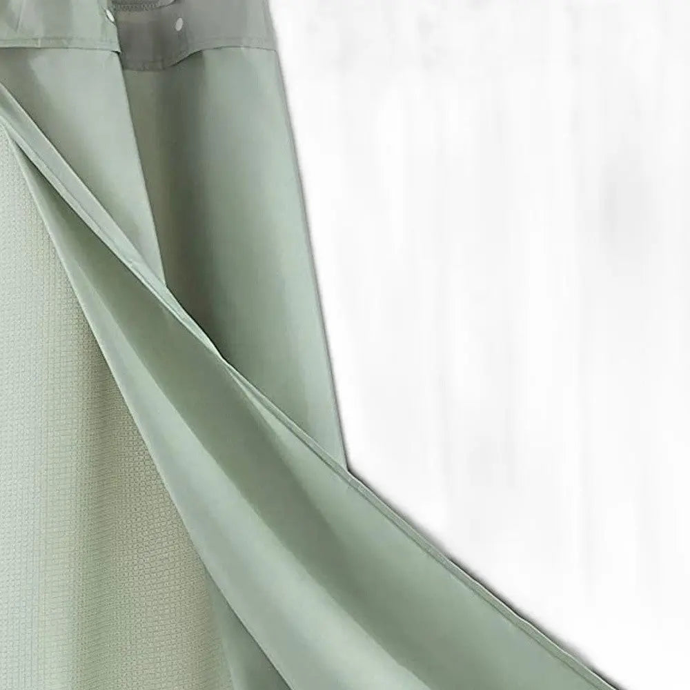 Sage Green Modern Grid Shower Curtain and Liner Set - FurniFindUSA