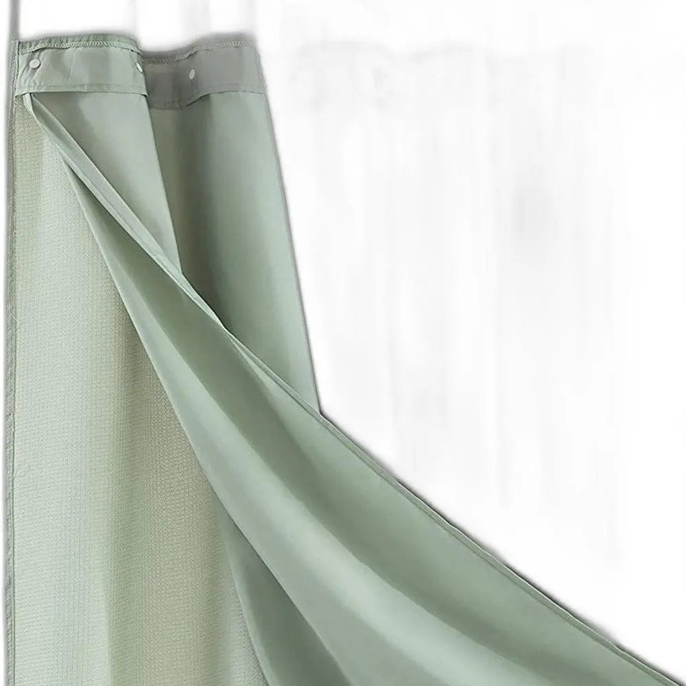 Sage Green Modern Grid Shower Curtain and Liner Set - FurniFindUSA