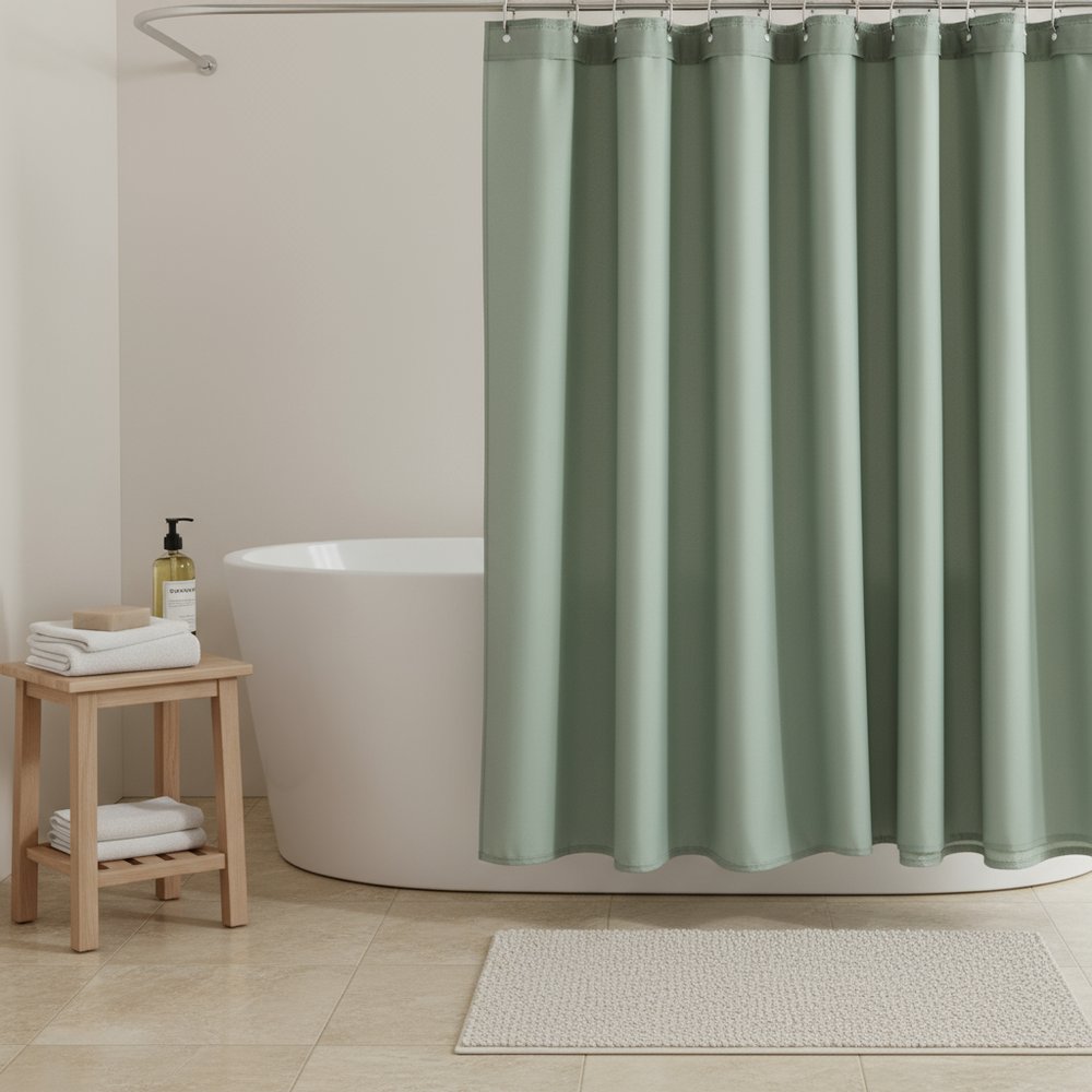 Sage Green Modern Grid Shower Curtain and Liner Set HomeRoots
