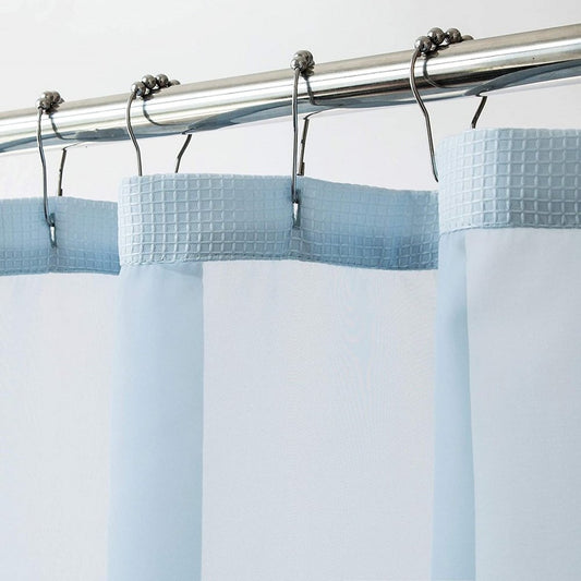 Light Blue Sheer and Grid Shower Curtain and Liner Set HomeRoots