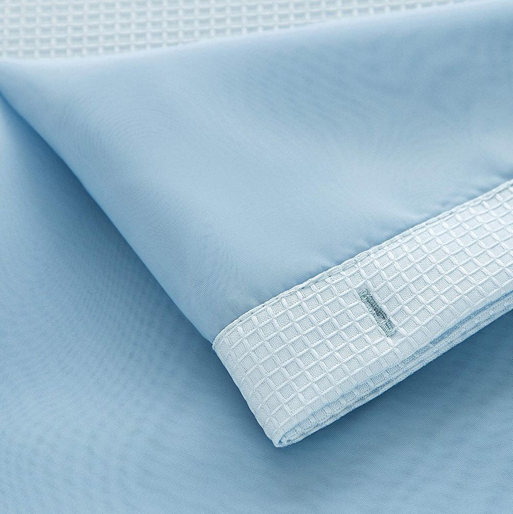 Light Blue Sheer and Grid Shower Curtain and Liner Set HomeRoots