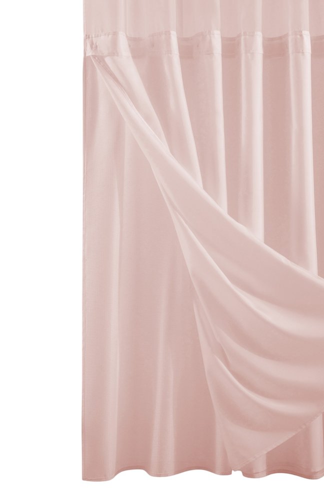 Blush Sheer and Grid Shower Curtain and Liner Set HomeRoots