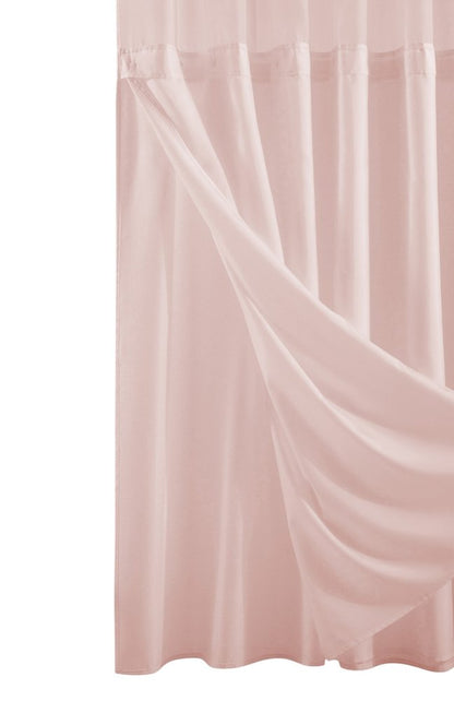 Blush Sheer and Grid Shower Curtain and Liner Set HomeRoots