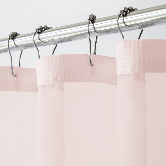 Blush Sheer and Grid Shower Curtain and Liner Set HomeRoots
