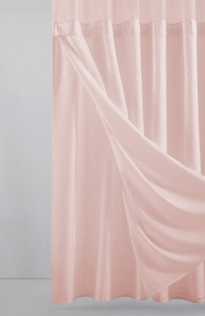 Blush Sheer and Grid Shower Curtain and Liner Set HomeRoots