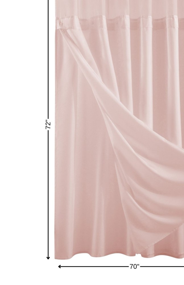 Blush Sheer and Grid Shower Curtain and Liner Set HomeRoots