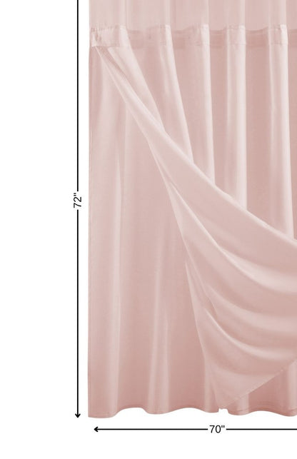 Blush Sheer and Grid Shower Curtain and Liner Set HomeRoots