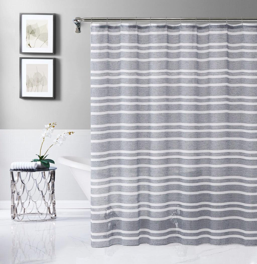 Silvery Gray and White Striped Shower Curtain - FurniFindUSA