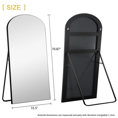 71" Black Arch Wood Framed Freestanding Standing Mirror