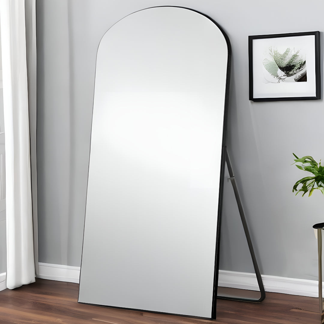 71" Black Arch Wood Framed Freestanding Standing Mirror