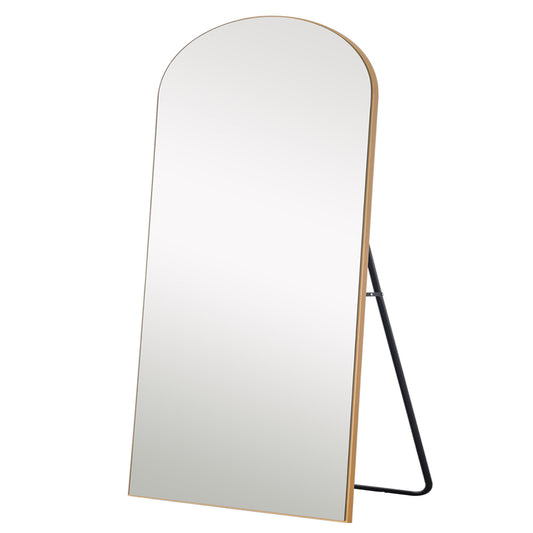 71" Gold Arch Wood Framed Freestanding Standing Mirror