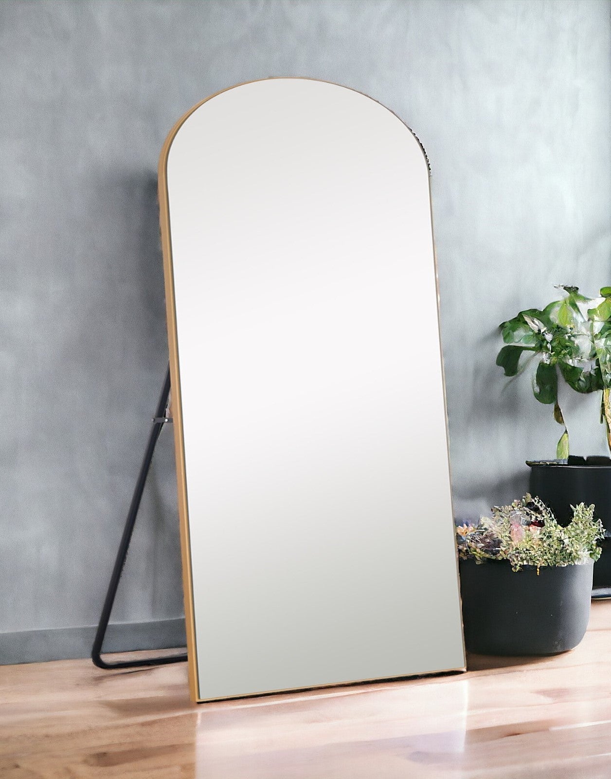 71" Gold Arch Wood Framed Freestanding Standing Mirror