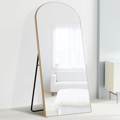 71" Gold Arch Wood Framed Freestanding Standing Mirror