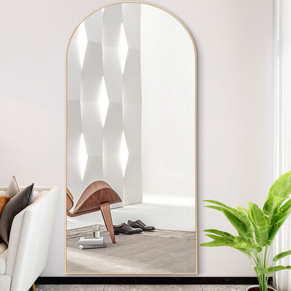 71" Gold Arch Wood Framed Freestanding Standing Mirror