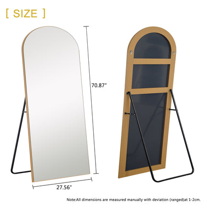 71" Gold Arch Wood Framed Freestanding Standing Mirror