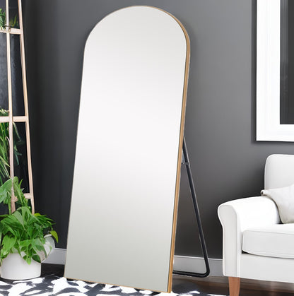 71" Gold Arch Wood Framed Freestanding Standing Mirror