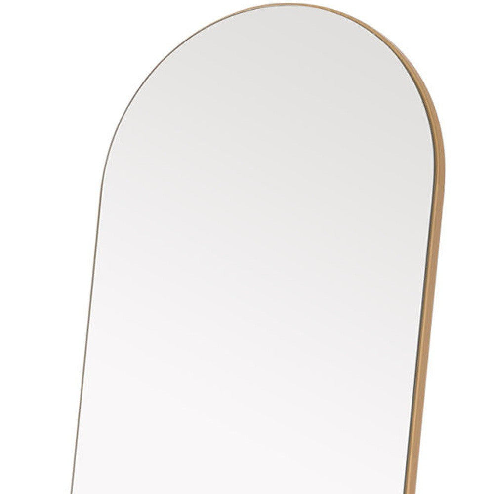 71" Gold Arch Wood Framed Freestanding Standing Mirror