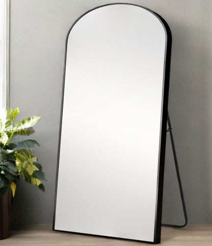 71" Black Arch Metal Framed Freestanding Standing Mirror