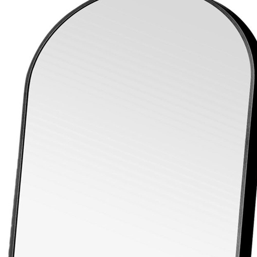 71" Black Arch Metal Framed Freestanding Standing Mirror