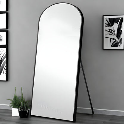 71" Black Arch Metal Framed Freestanding Standing Mirror