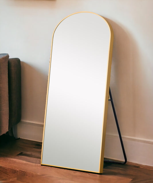 71" Gold Arch Metal Framed Freestanding Standing Mirror