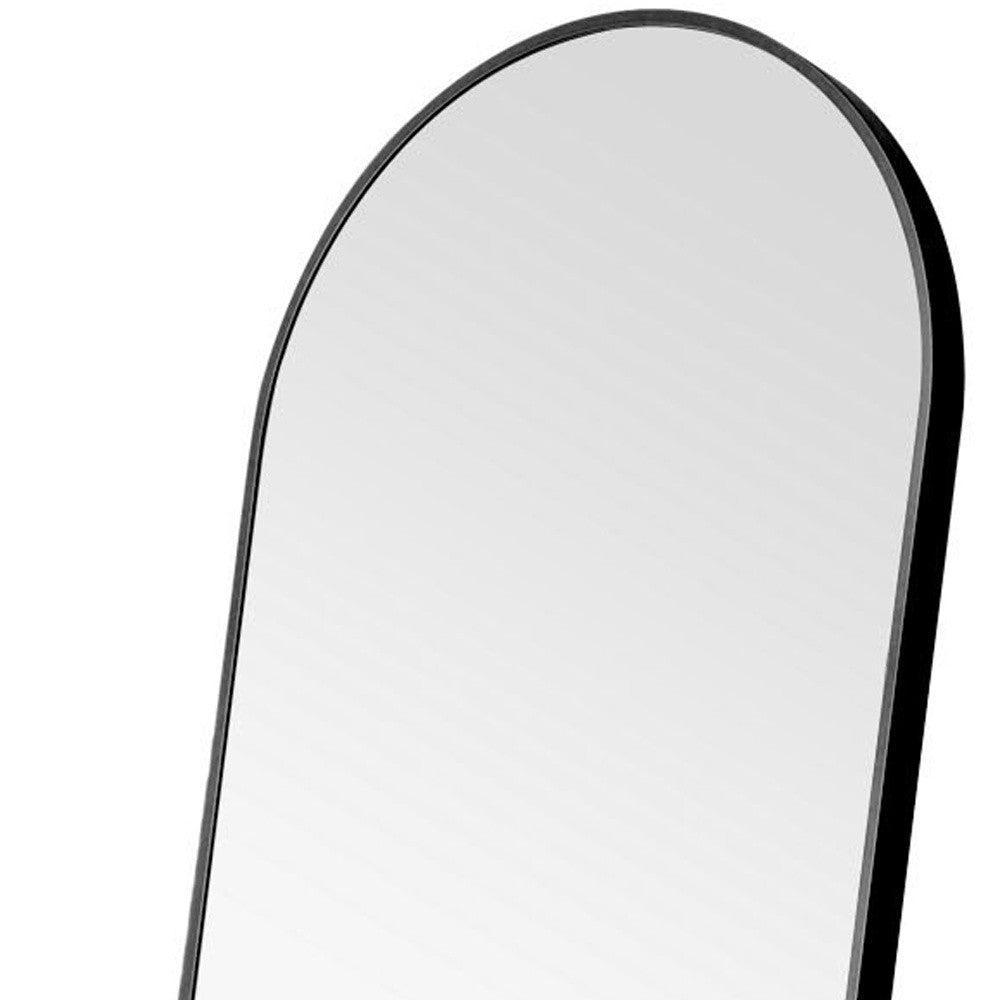 71" Black Arch Metal Framed Freestanding Standing Mirror