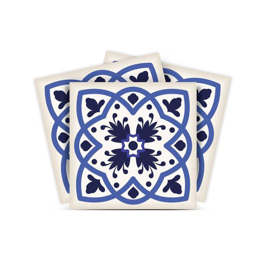 7" x 7" Blue And White Peel And Stick Removable Tiles HomeRoots