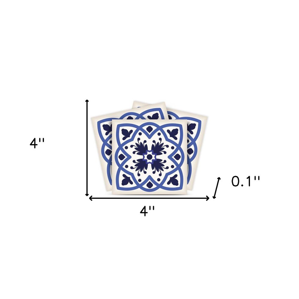 8" X 8" Blue And White Mosaic Peel And Stick Removable Tiles HomeRoots